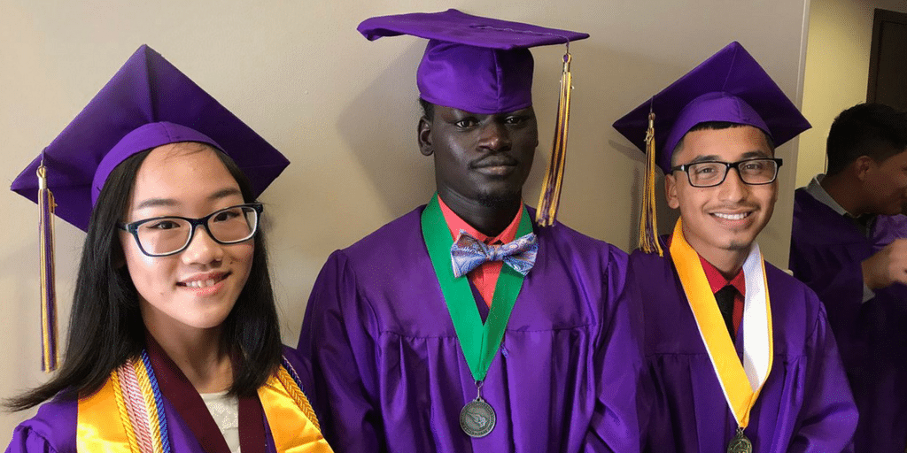 students in cap and gown